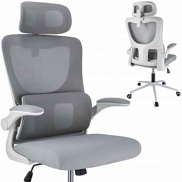 Ergonomická otočná kancelářská židle Moderní k psacímu stolu Zeo šedá JUMIhome
