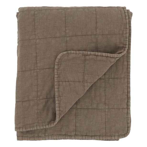 Hnědý přehoz s opraným vzhledem Aix Vintage Quilt - 130*180 cm Chic Antique