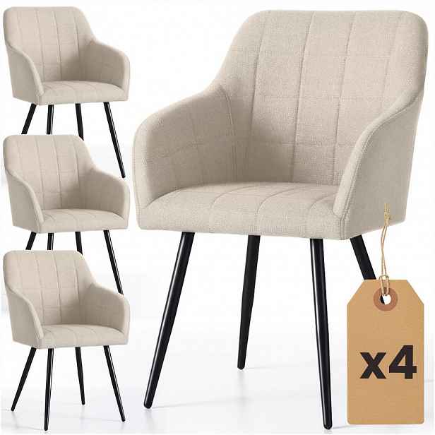 RAUMHIRSCH FURNITURE ČALOUNĚNÁ ŽIDLE, sada 4 ks, kovové nohy béžové, zlaté, x 54/82/58