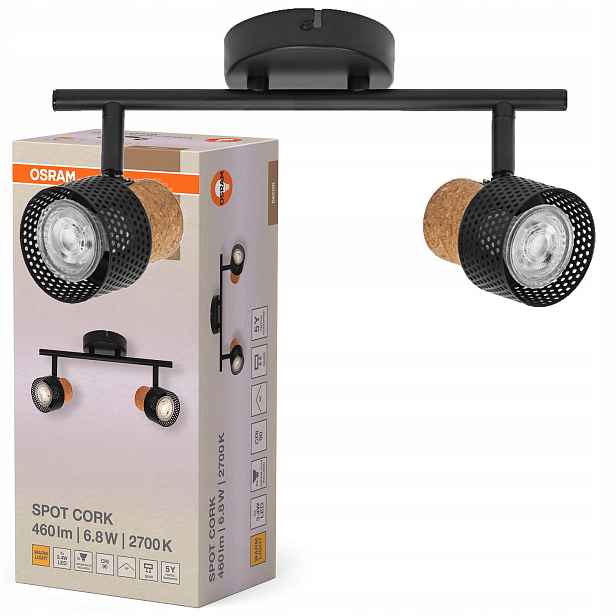 Stropní Svítidlo Pohyblivé bodové nástěnné svítidlo 2x GU10 Korek Osram