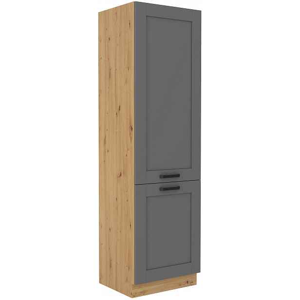 Vysoká potravinová skříňka Luna 60 DK-210 2F Barva korpusu: Dub artisan, Barva dvířek: Dust Grey