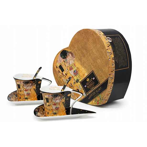 Exkluzivní sada porcelánových šálků Gustav Klimt „Polibek“ lžičky