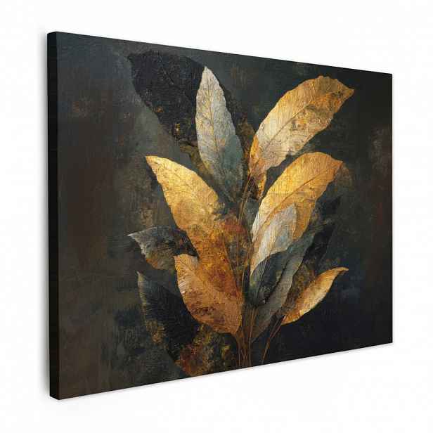 MuchoWow OBRAZ NA PLÁTNĚ Složení Golden Leaf - Botanický luxus 80x60 cm