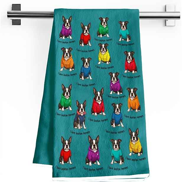 TEMU 1 ks 18×26 palců Dárek pro ženy s bostonského teriéra, Veselý roztomilý psí design Kuchyňská utěrka, Ubrusy na nádobí/čaj/utěrky na nádobí pro