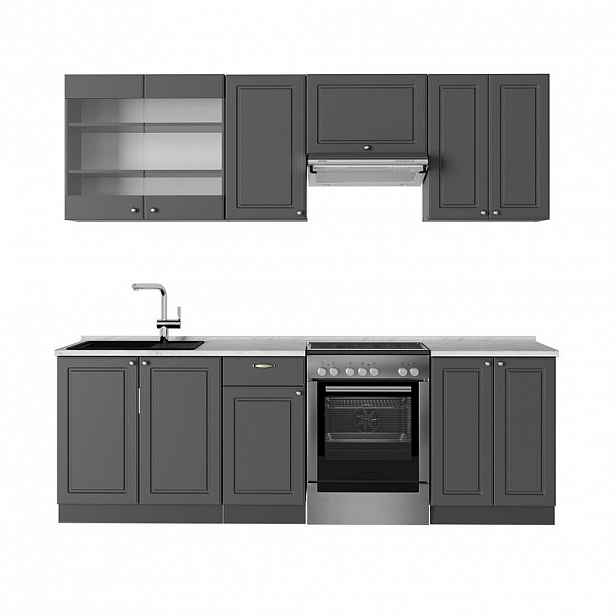Vicco KUCHYŇSKÝ KOUT Fame-Line Anthrazit-Gold Landhaus 240 cm , PD Mramor