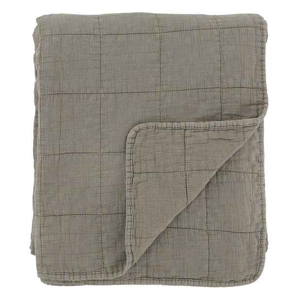 Zelený přehoz s opraným vzhledem Aix Vintage Quilt - 130*180 cm Chic Antique