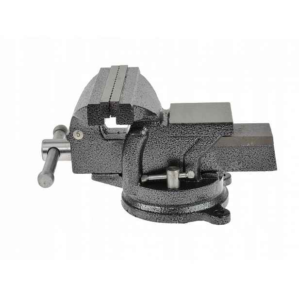 Otočný svěrák 125 mm 5" typ hobby, protiskluzové ocelové čelisti Geko Porf