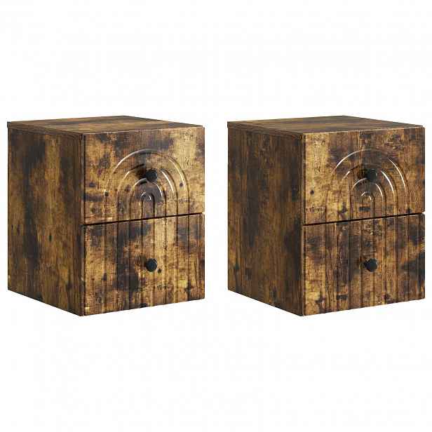 vidaXL Nástěnný noční stolek 2 ks Kouřový dub 33 x 34,5 x 40 cm