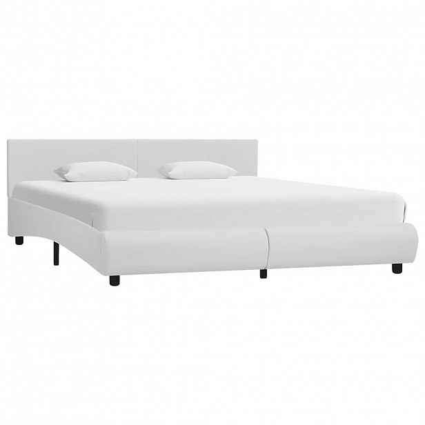 vidaXL Rám postele s LED světlem bílý umělá kůže 160 x 200 cm