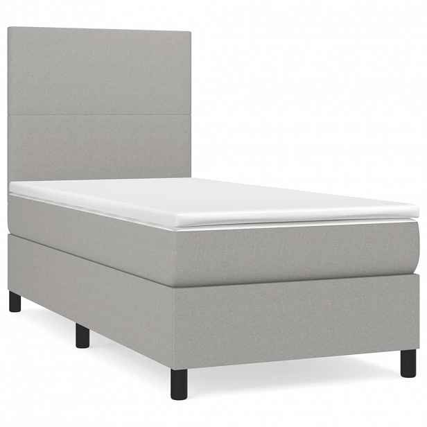 vidaXL Box spring postel s matrací světle šedá 90x190 cm textil