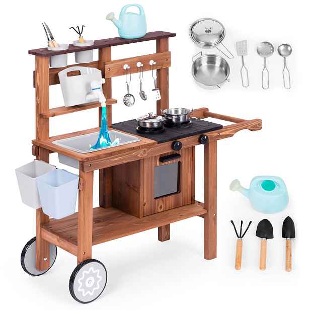 ECOTOYS Dřevěná kuchyňka pro děti MASTER II hnědá
