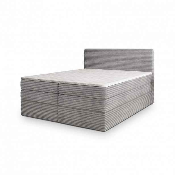 MASSENO POSTEL BOXSPRING LUNERA 140x200 cm, s matrací a úložným prostorem, světle šedá