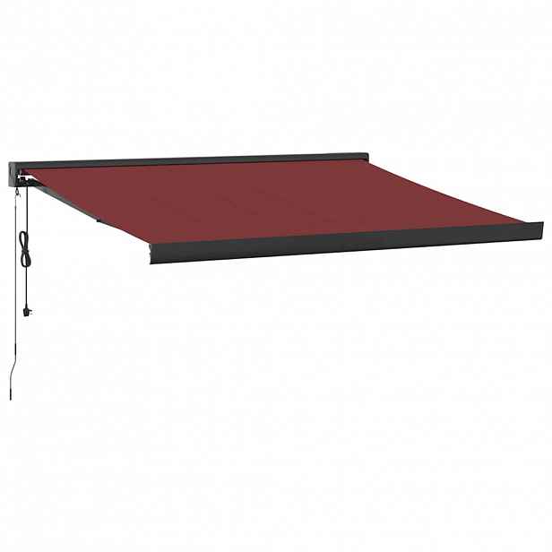 vidaXL Automatická zatahovací markýza burgundská 350 x 250 cm