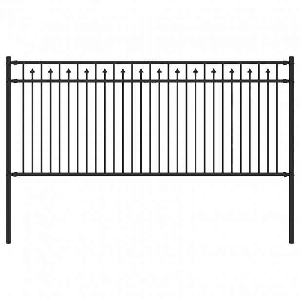 vidaXL Hřebíkový plot BAARLO 200 x 130 cm Práškově lakovaná ocel Černá
