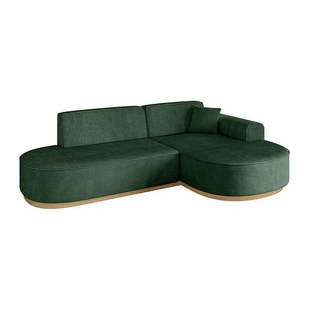ALTDECOR ROHOVÁ SEDAČKA s otomanem, pravá MARI-L1-v2 243x171x83 Zelená Manšestr