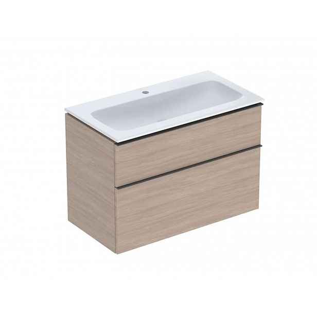 Geberit iCon - Skříňka s umyvadlem, 90x48x63 cm, 2 zásuvky, KeraTect, dub 502.333.JH.1