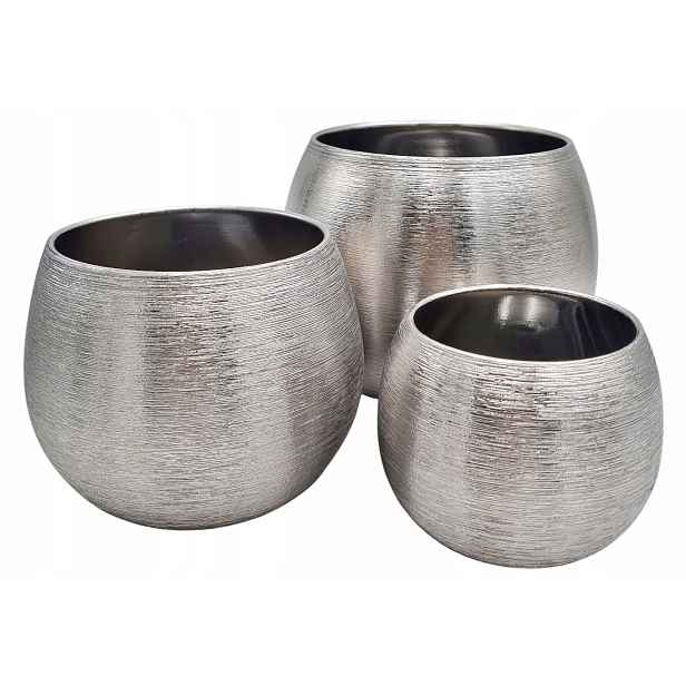 Set 3x Obal Na Květináč Na Květiny květináč květináč keramika K157 Stříbro