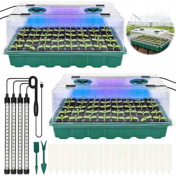 Miniskleník S 80 Otvory A Led Lampou Pro Rostliny, Květiny, Zeleniny A Ovoce