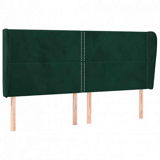 vidaXL Čelo postele typu ušák tmavě zelená 203x23x118/128 cm samet