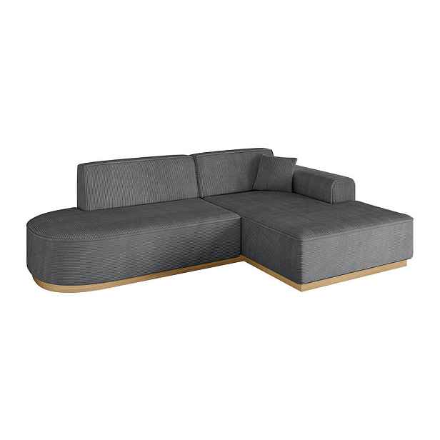 ALTDECOR ROHOVÁ SEDAČKA s otomanem, pravá IREA-L1-v2 232x165x80 Tmavě šedá Manšestr