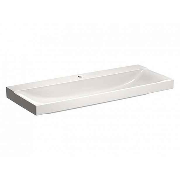 Geberit Xeno 2 - Umyvadlo 120x48 cm, otvor pro baterii, bez přepadu, s KeraTect, bílá 500.551.01.1