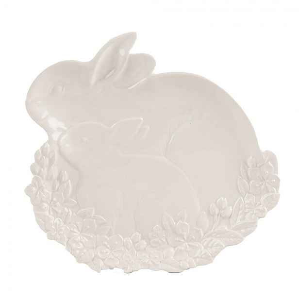 Keramický talířek/ miska ve tvaru králíčků Rabbit - 23*24*2 cm Clayre & Eef