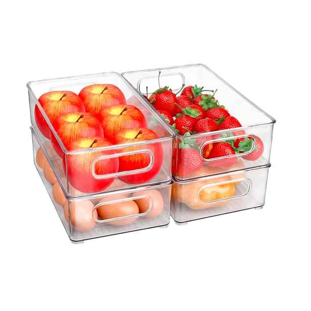 Organizér Do Ledničky, Nádoby 4 Kusy, Průhledné, Stohovatelné