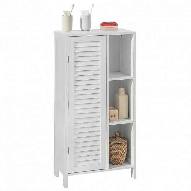 SoBuy VYSOKÁ KOUPELNOVÁ SKŘÍŇKA s jednými dveřmi Bílá 48x24x96cm Minimalistický