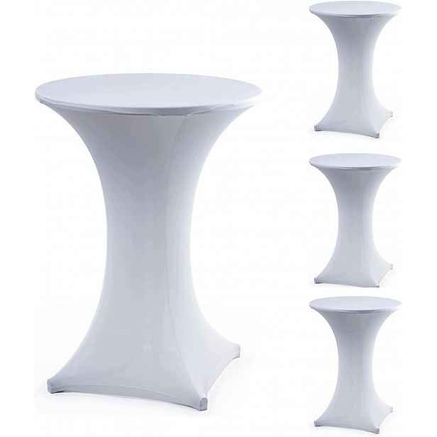 Ubrusy Na Koktejlové Stolky 4 Ks Ø80-85 CM 80X110 CM Bílé Spandexové