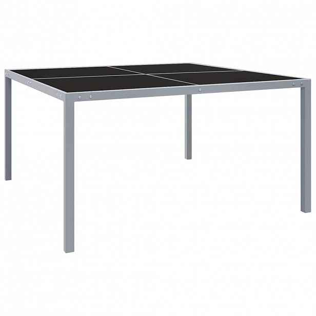 vidaXL Zahradní stůl 130 x 130 x 72 cm šedý ocel a sklo