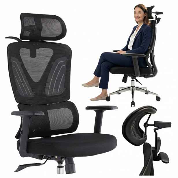 Kancelářské Křeslo Černá Kancelářská Židle Otočné Křeslo Ergonomická Síťovina