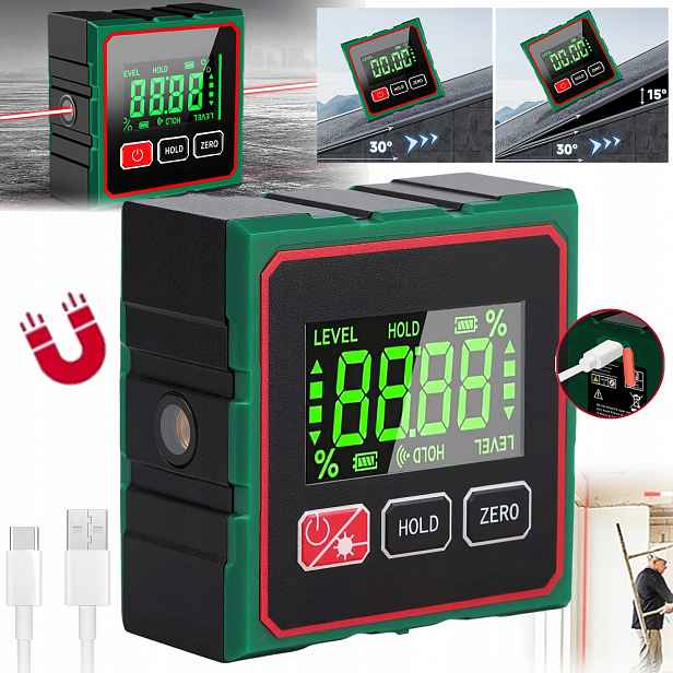 Laserový Úhloměr Digitální Inklinometr Pravítko S Magnetickou Základnou LCD