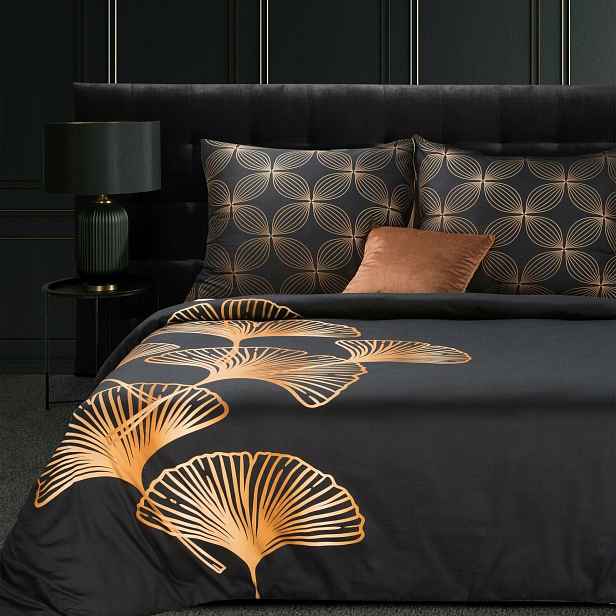 Povlečení 160x200 černé se zlatými listy Limited Collection