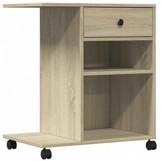 vidaXL Stojan na tiskárnu na kolečkách dub sonoma 60 x 40 x 68,5 cm