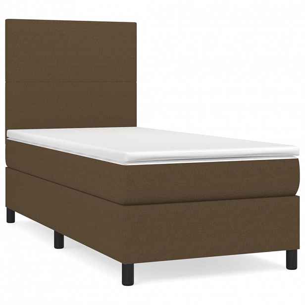 vidaXL Box spring postel s matrací tmavě hnědá 90x190 cm textil
