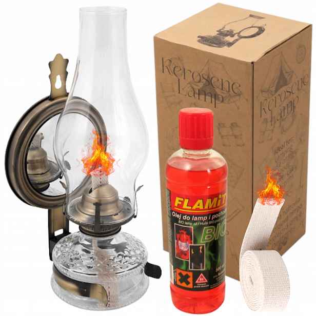 Olejová petrolejová lampa se zrcadlem Retro Vintage Starožitný Olej Knot Set 3v1