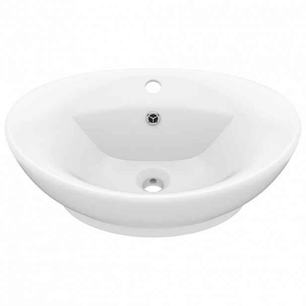vidaXL Luxusní umyvadlo přepad oválné matné bílé 58,5 x 39 cm keramika