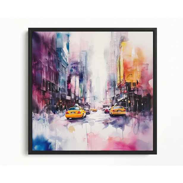 Obraz Rama American Box Město New York Ulice Auta Žluté Taxi 60x60