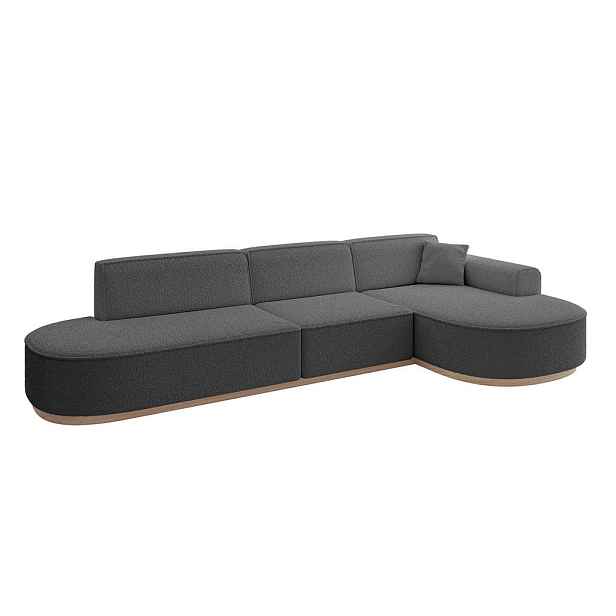 ALTDECOR ROHOVÁ SEDAČKA s otomanem, pravá MARI-L2-v1 328x171x83 Šedá Buklé