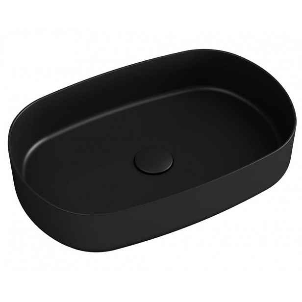 ISVEA - INFINITY OVAL keramické umyvadlo na desku, 55x36cm, černá mat 10NF65055-2N