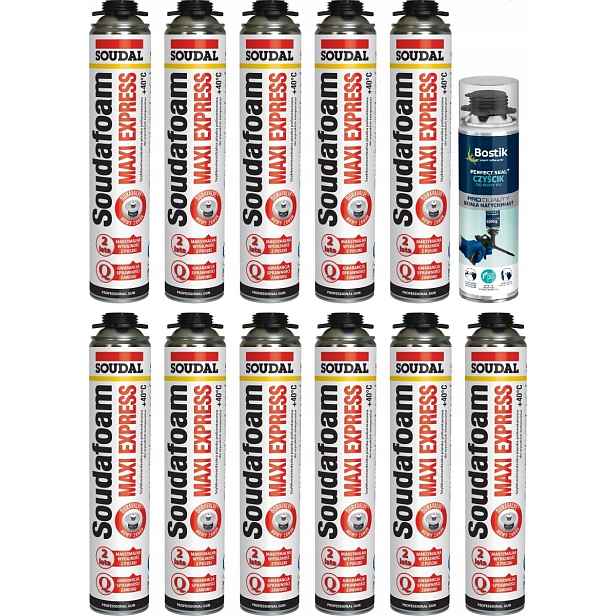 Soudal vysoce výkonná montážní pěna Maxi Express 870 ml 11 Ks čistič