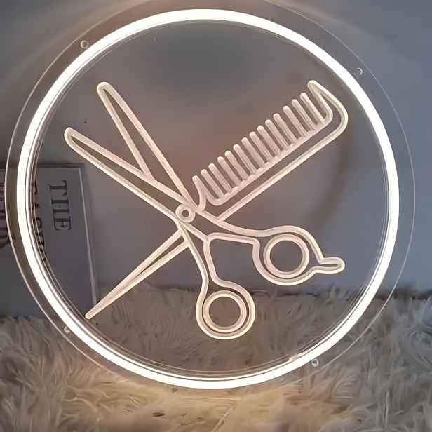 TEMU 1 ks Neonová lampa do kadeřnictví, nástěnná dekorace pro kosmetické salony, neonová lampa do holičství, LED nástěnná lampa pro holičství, USB