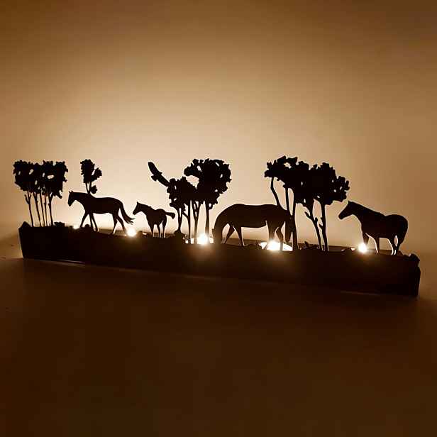 TEMU Univerzální svícen na svátky, kovová silueta koně dekorace na stůl, stojan na svíčky z kovaného železa, vhodný pro domácí, barovou a párty