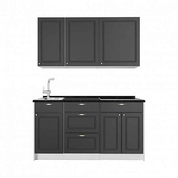 Vicco JEDNOTKOVÁ KUCHYNĚ Fame-Line, Anthrazit-Gold Landhaus/Bílá, 150 cm, PD Antracit