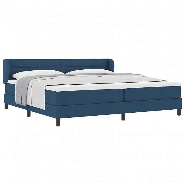 vidaXL Postel s boxspringem s matrací s čelo Modrá 200 x 200 cm textil
