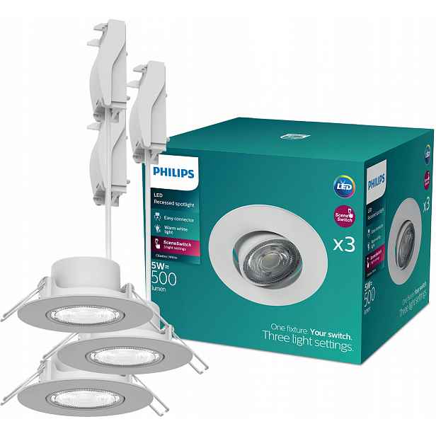 3x Led podomítkové svítidlo 5W 2700K Stmívatelné SceneSwitch Cilantro Philips