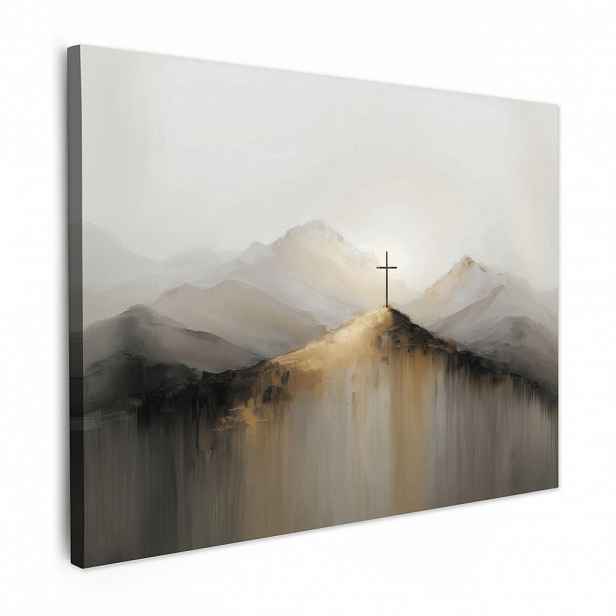MuchoWow OBRAZ NA PLÁTNĚ Hills - Abstrakt - Cross - Křesťanství 80x60 cm