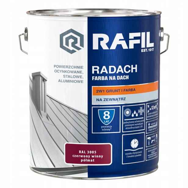 Rafil Radach Barva Na Střechu 10L Červená Vinná Polomatná Ral 3005