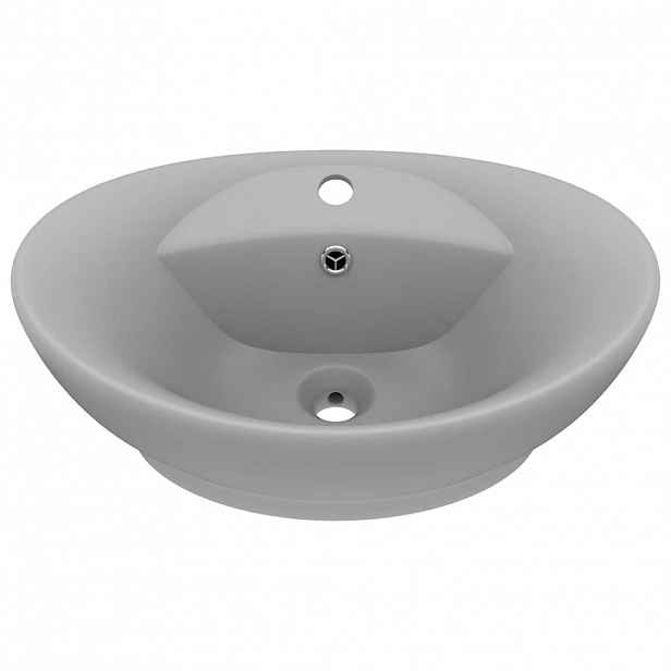vidaXL Luxusní umyvadlo přepad oválné matné světle šedé 58,5 x 39 cm