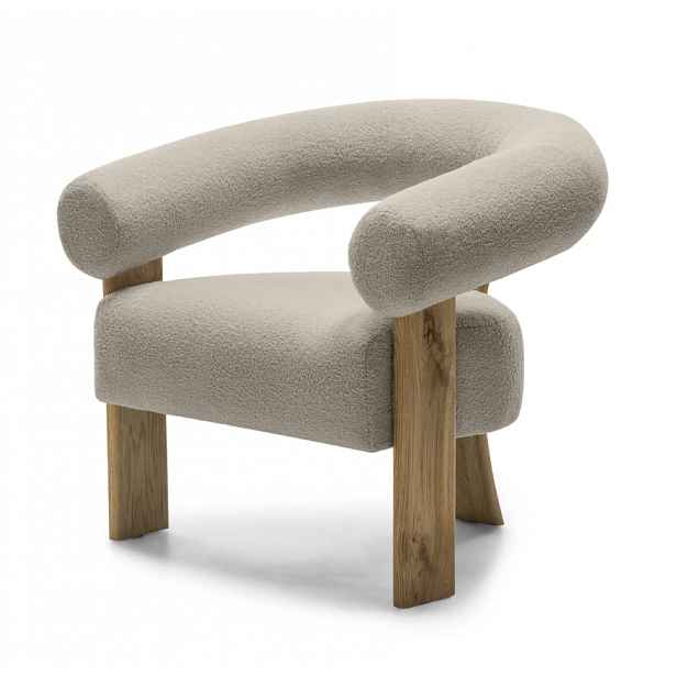 Béžové designové křeslo KOKEI, dub